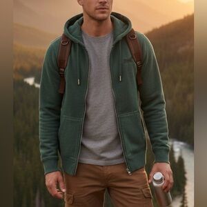 SOLD Superdry Forest Green Men's Zip-Up Hoodie